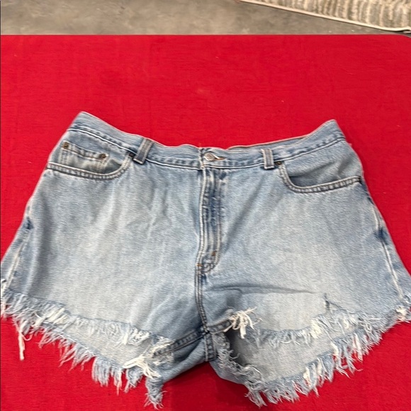 Levi's Blue Jean Shorts with Distressed Frayed Hem - Picture 1 of 4